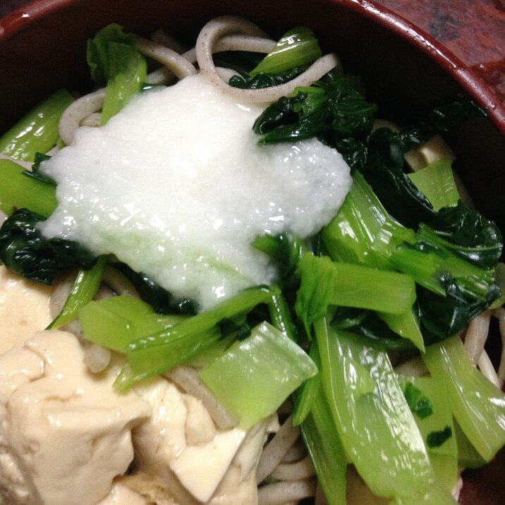 小松菜と豆腐のトロロ蕎麦